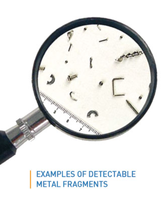 CEIA TE/SLD Textile Metal Detector Examples of Detectable Metal Fragments