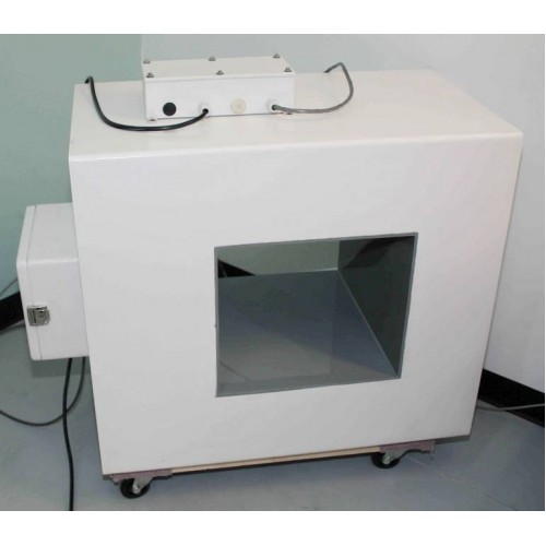 Goring Kerr DSP1 Metal Detector Head in a white box with window, device on top, on wheels, positioned indoors.