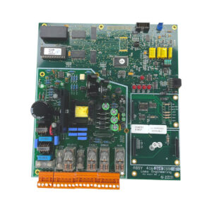 Loma IQ2/3 Main Board with components, connectors, and relays on a green circuit board against a white background.