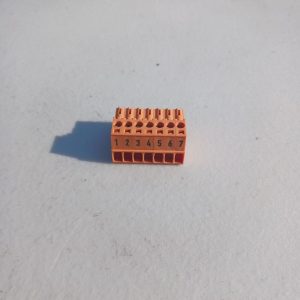 Pluggable Terminal Blocks 7 Position labeled 1-7, orange, shown on a white surface.